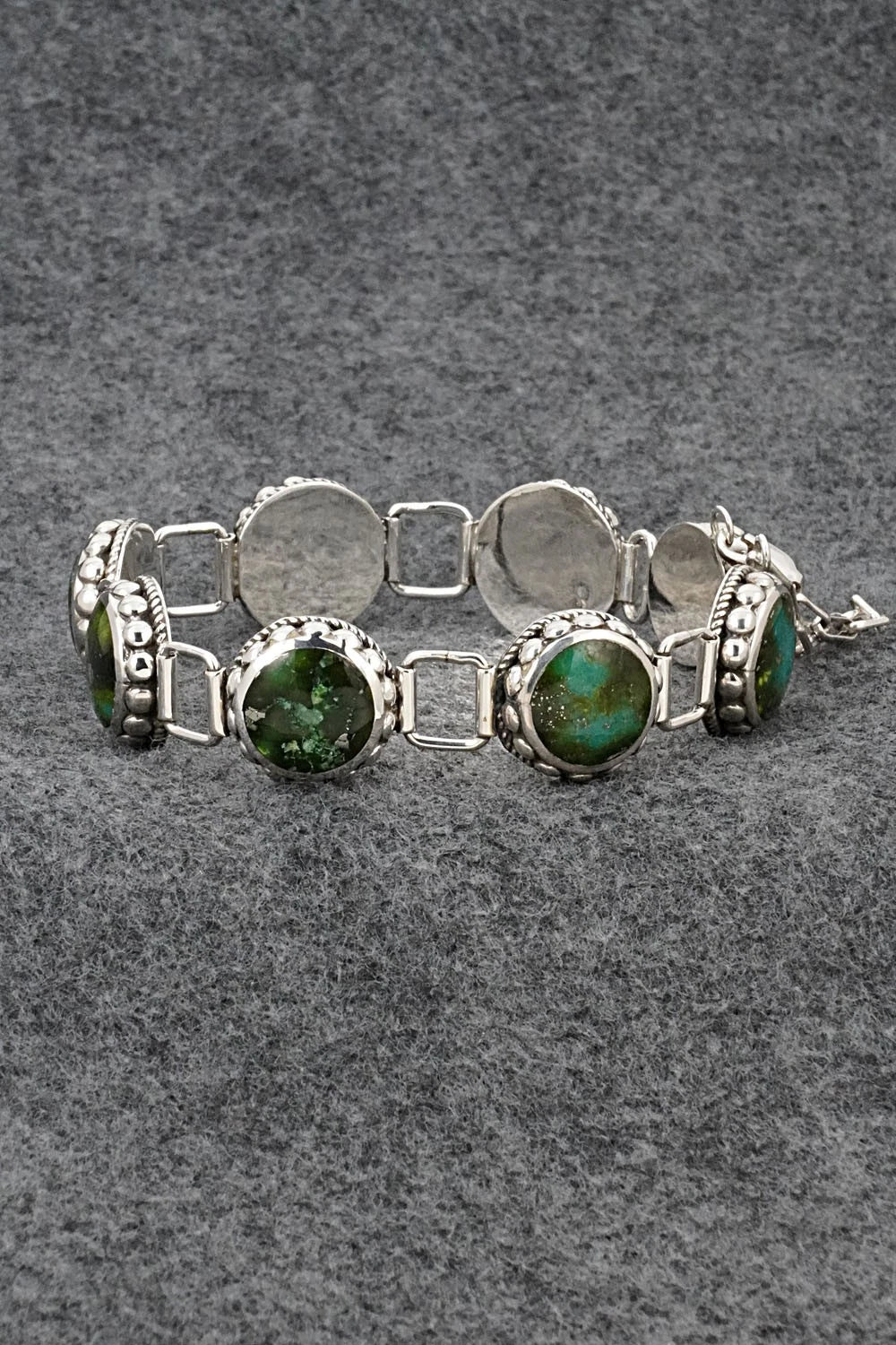 Turquoise & Sterling Silver Link Bracelet - Charleston Willie