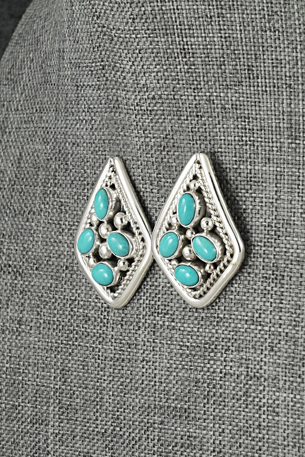 Turquoise & Sterling Silver Earrings - Chester Charley