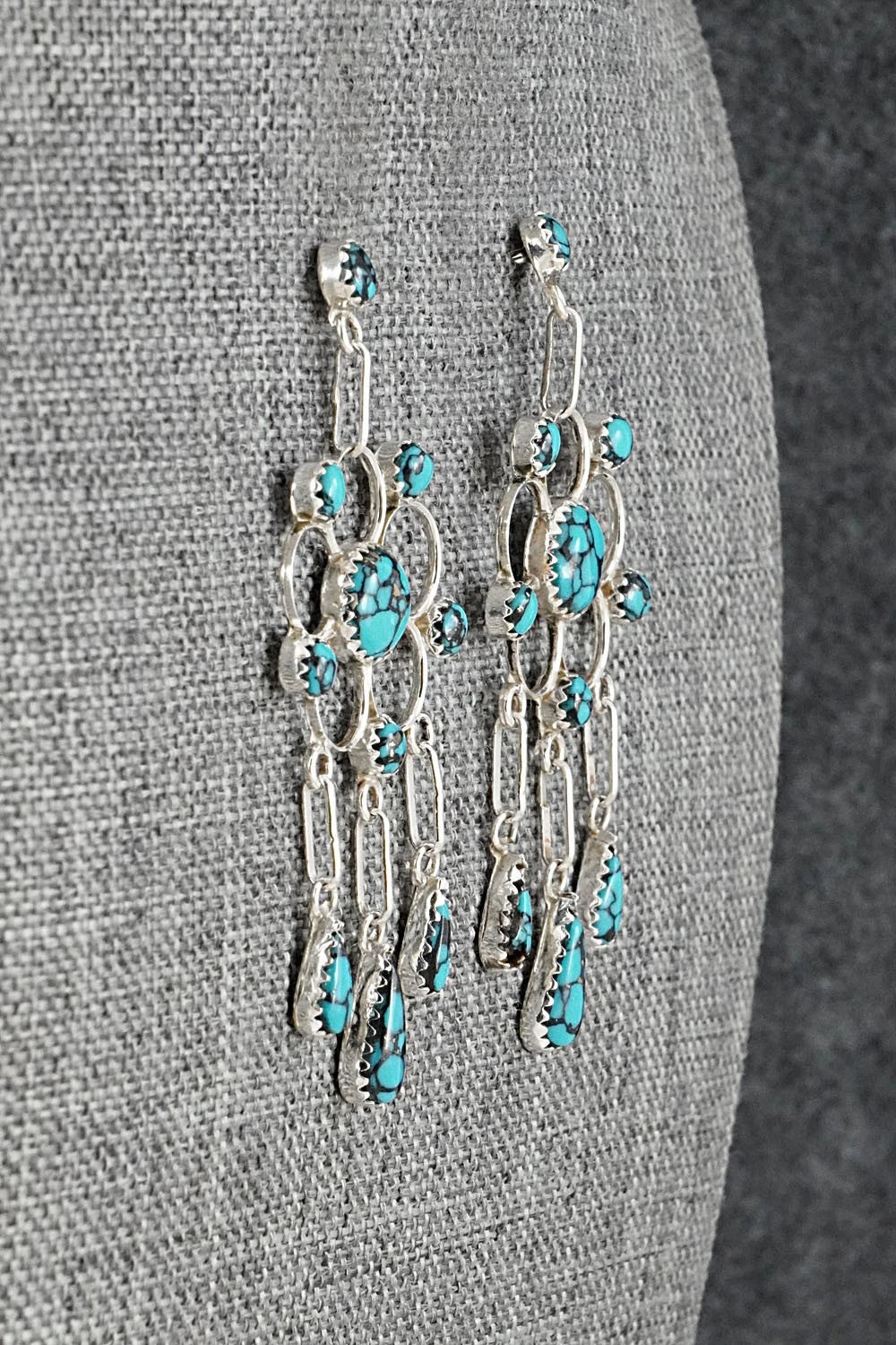 Turquoise & Sterling Silver Earrings - Vivianita Booqua