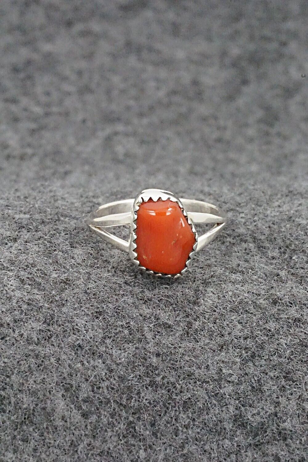 Coral & Sterling Silver Ring - Letricia Largo - Size 6