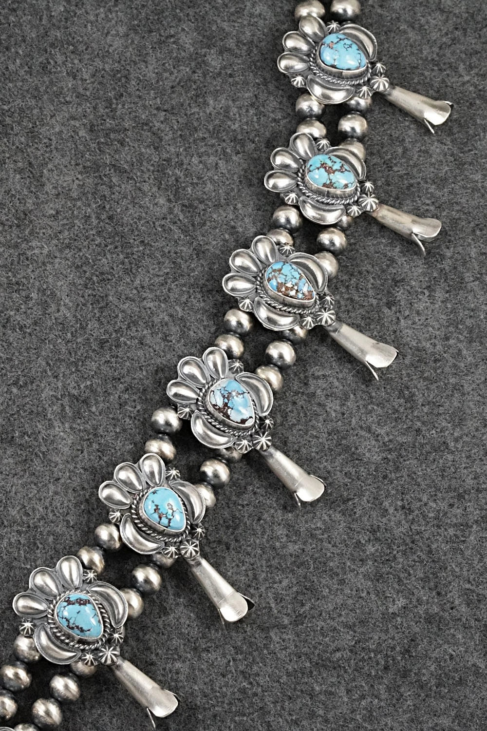 Turquoise & Sterling Silver Squash Blossom Set - Raymond Delgarito
