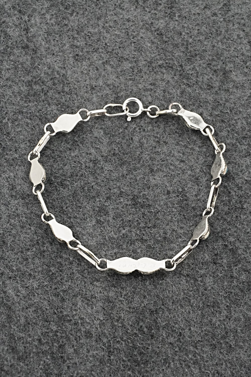 Turquoise & Sterling Silver Link Bracelet - Carol Lateyice
