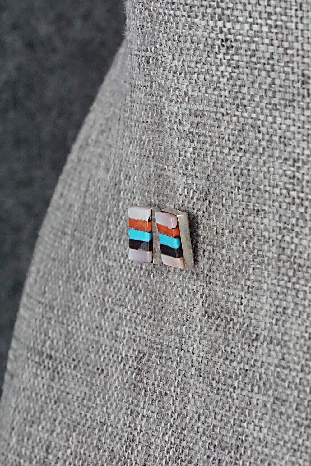 Multi-Stone & Sterling Silver Inlay Earrings - Preston Walela