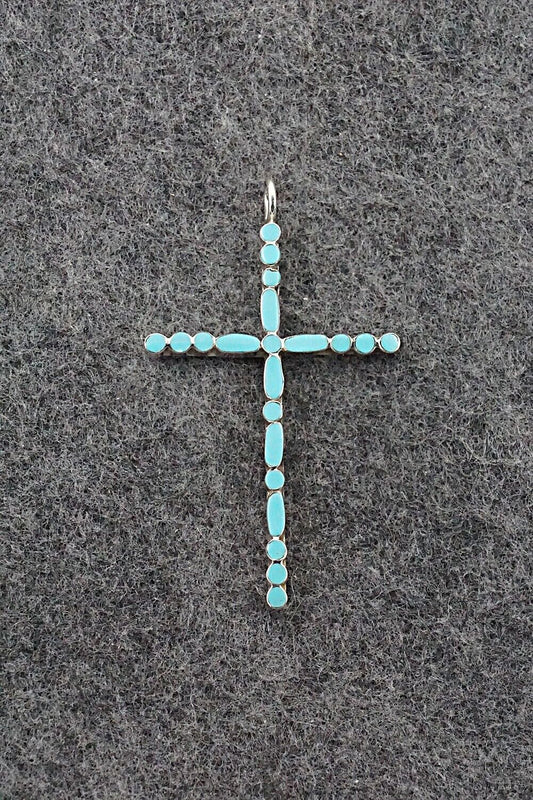 Turquoise & Sterling Silver Cross Pendant - Rupert Shetima