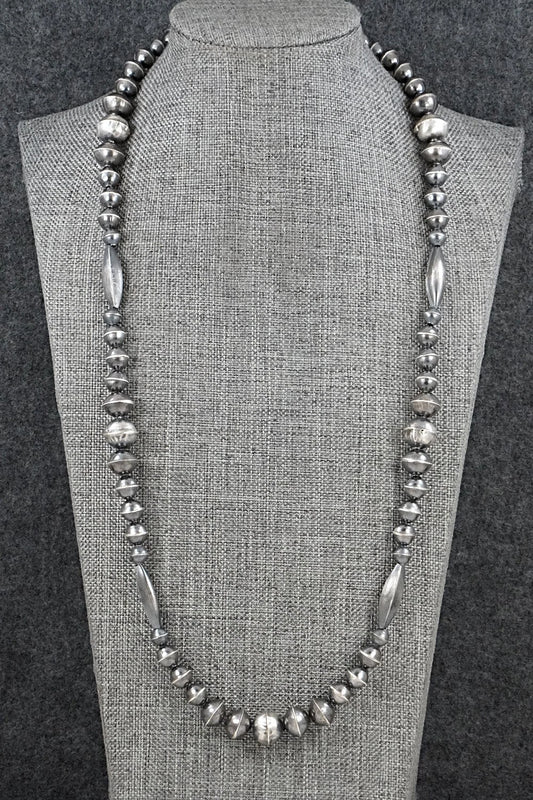 Sterling Silver Navajo Pearl Necklace 24" - Vintage