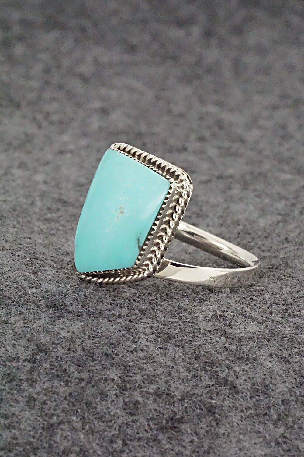 Turquoise & Sterling Silver Ring - Sheena Jack - Size 9 (Adj.)