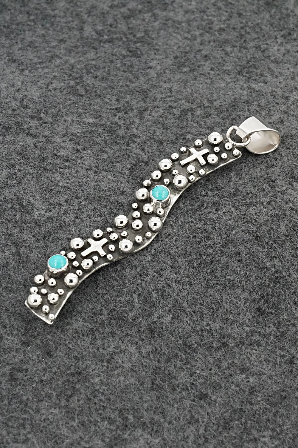 Turquoise & Sterling Silver Pendant - Raymond Coriz