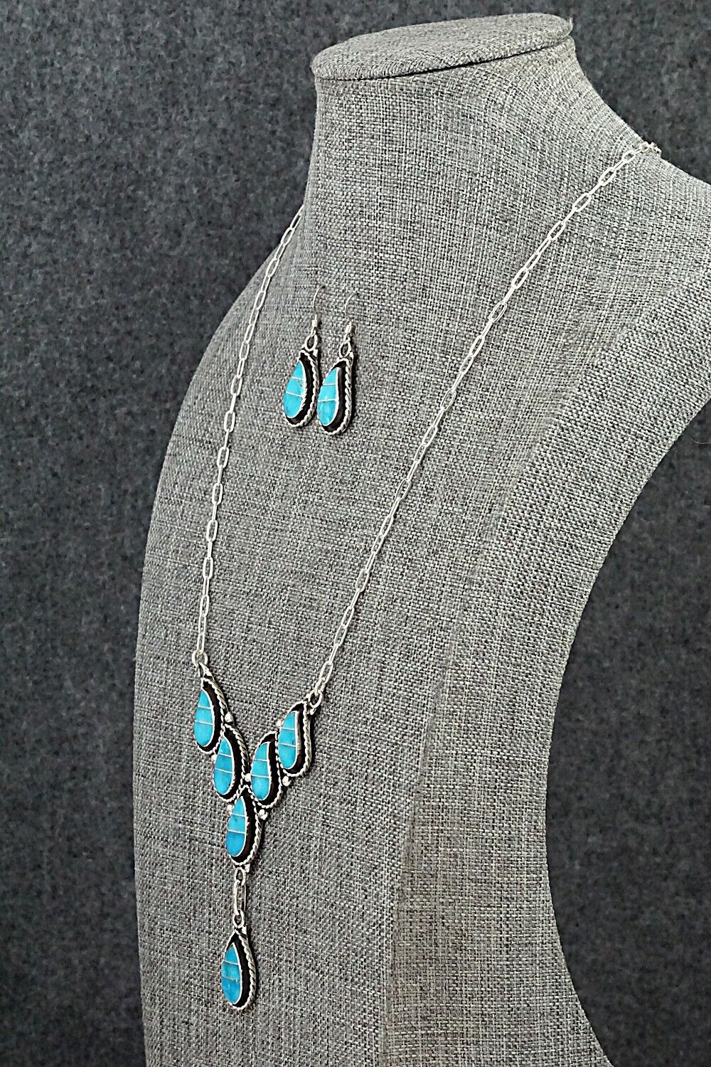 Turquoise & Sterling Silver Necklace Set - Faye Lowsayatee