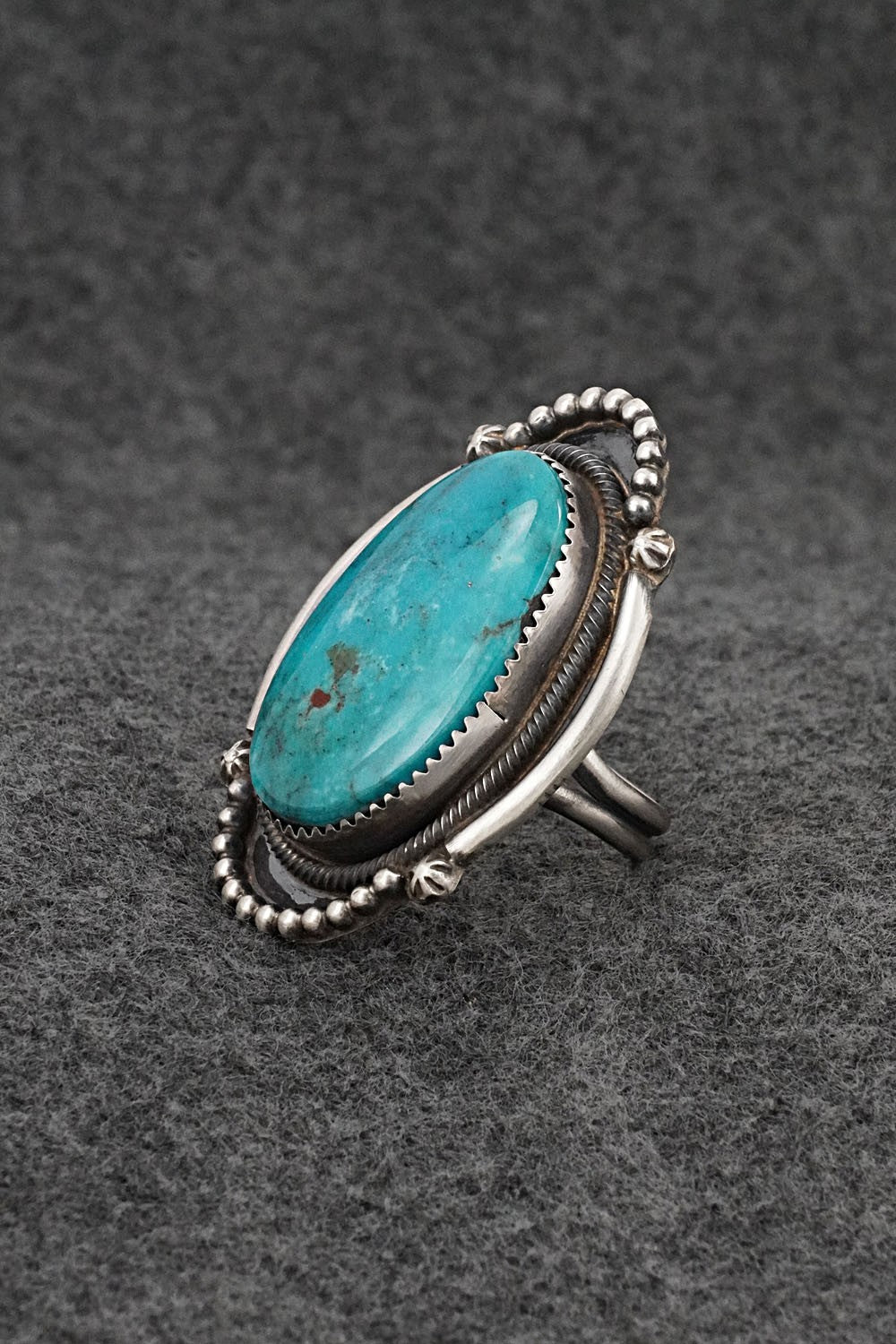 Turquoise & Sterling Silver Ring - Leslie Nez - Size 9.5
