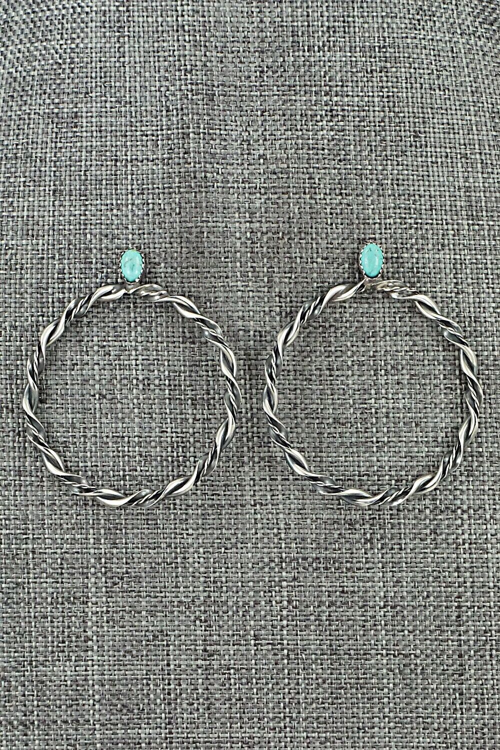 Turquoise & Sterling Silver Earrings - Nelson Leonard Jr.