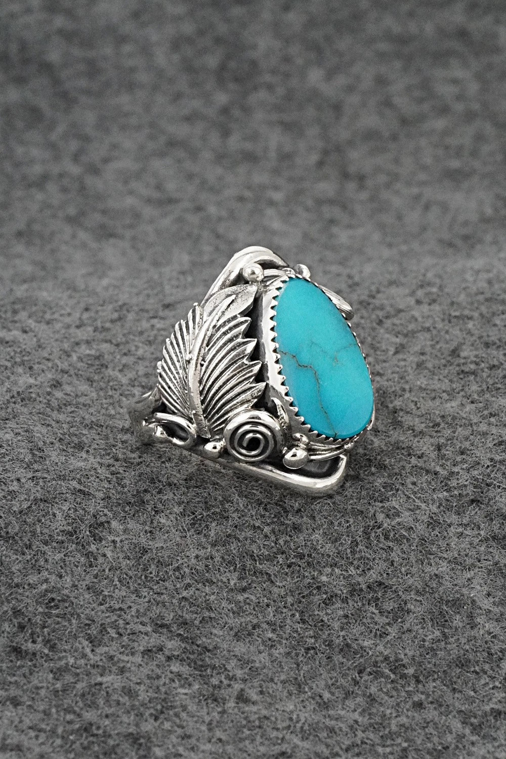 Turquoise & Sterling Silver Ring - Darrell Morgan - Size 9.5