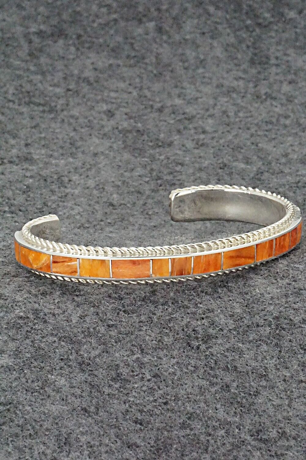 Spiny Oyster & Sterling Silver Inlay Bracelet - Ricky Booqua