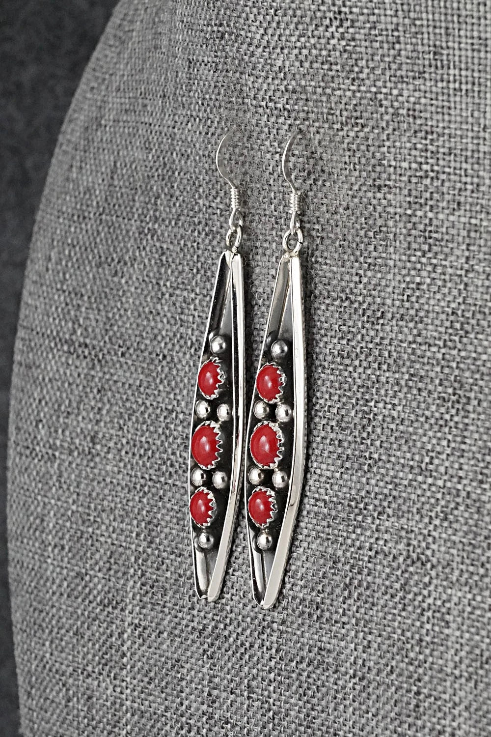 Coral & Sterling Silver Earrings - Paul Largo