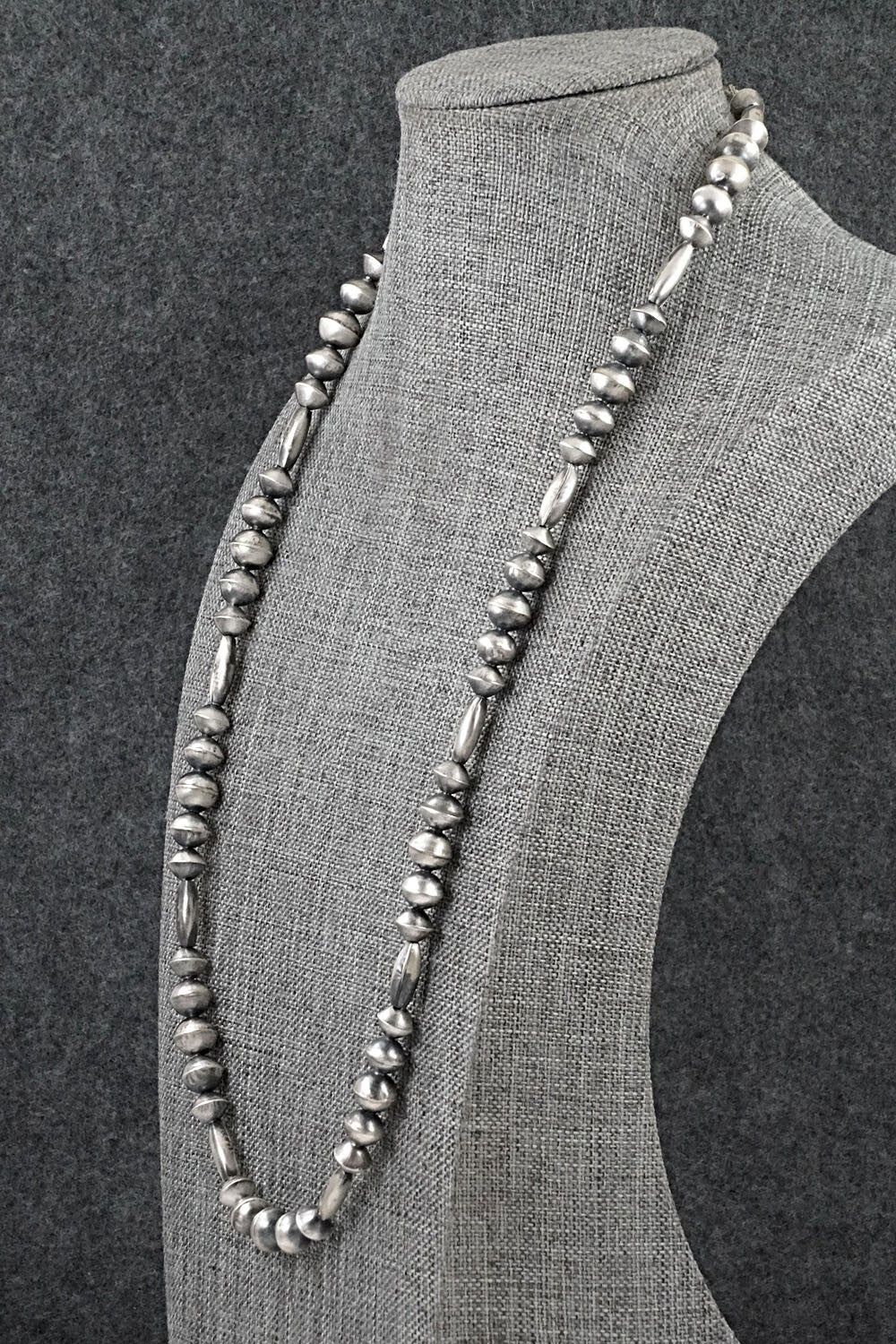 Sterling Silver Navajo Pearl Necklace 24" - Vintage