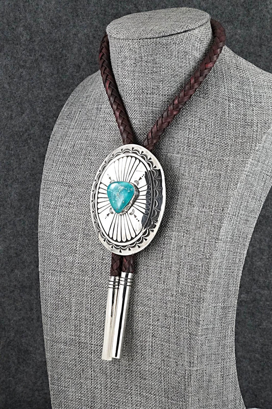 Turquoise & Sterling Silver Bolo Tie - Charlie John