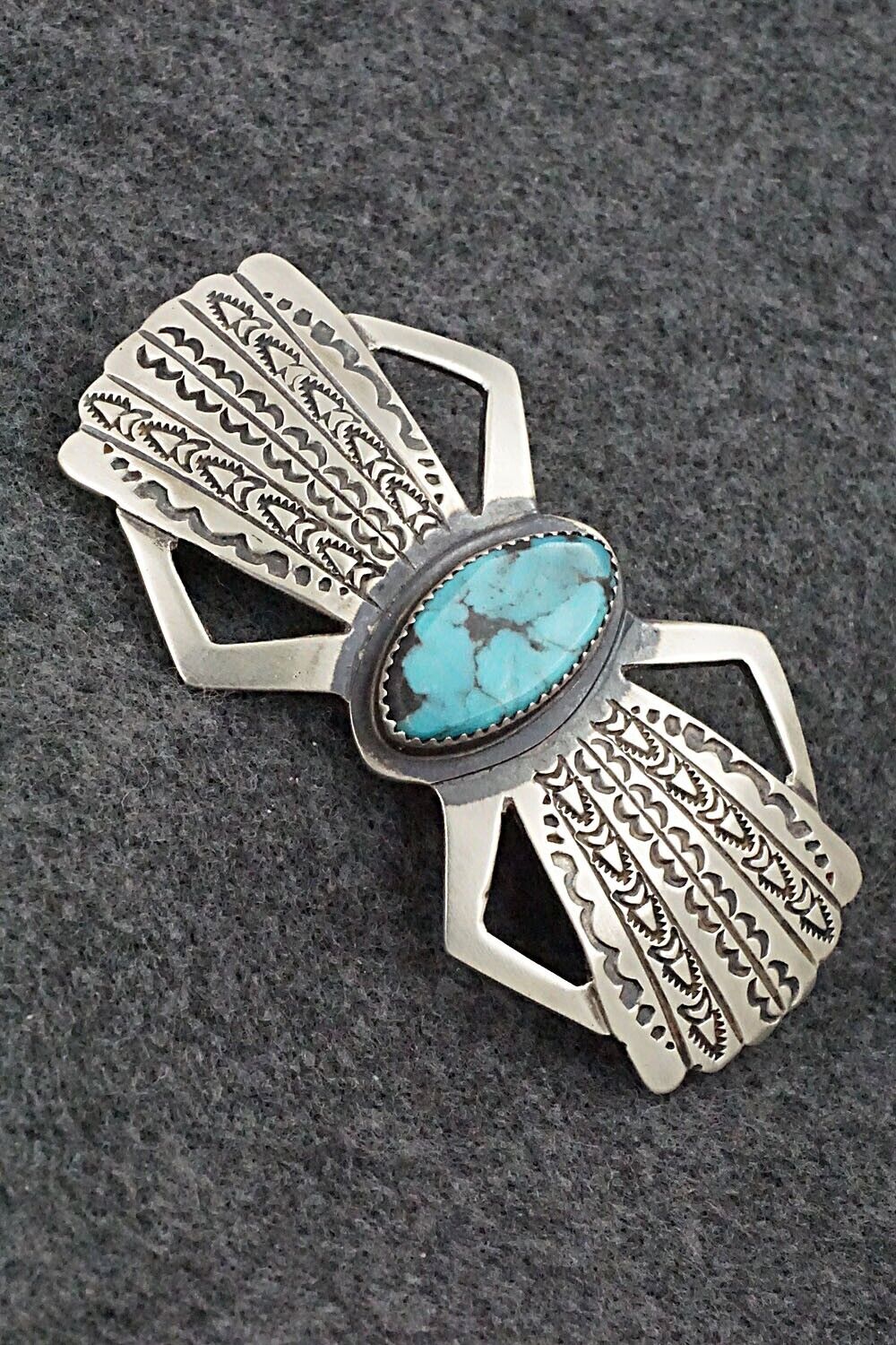 Turquoise & Sterling Silver Hair Barrette - Martha Cayatineto