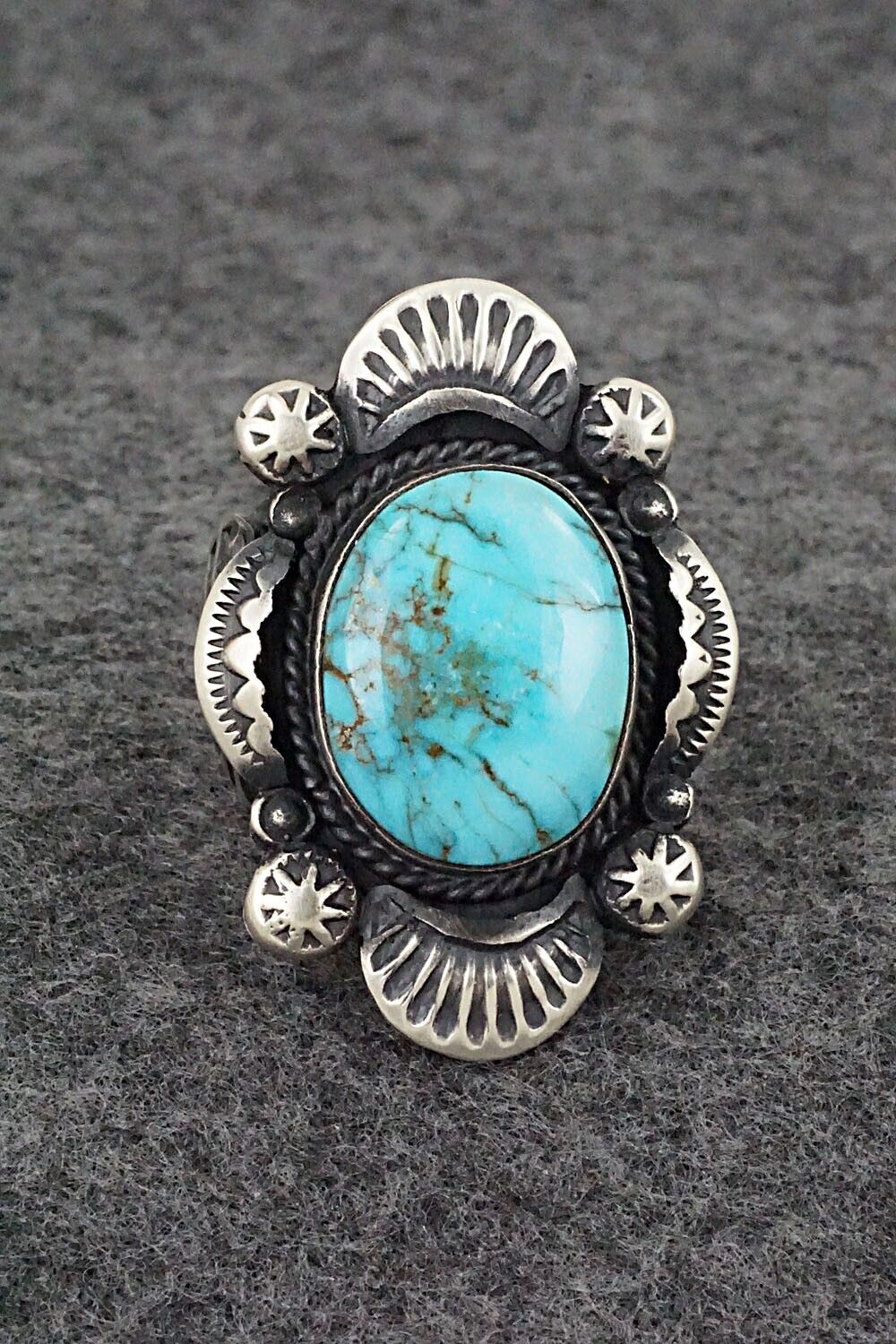 Turquoise & Sterling Silver Ring - Gilbert Tom - Size 9