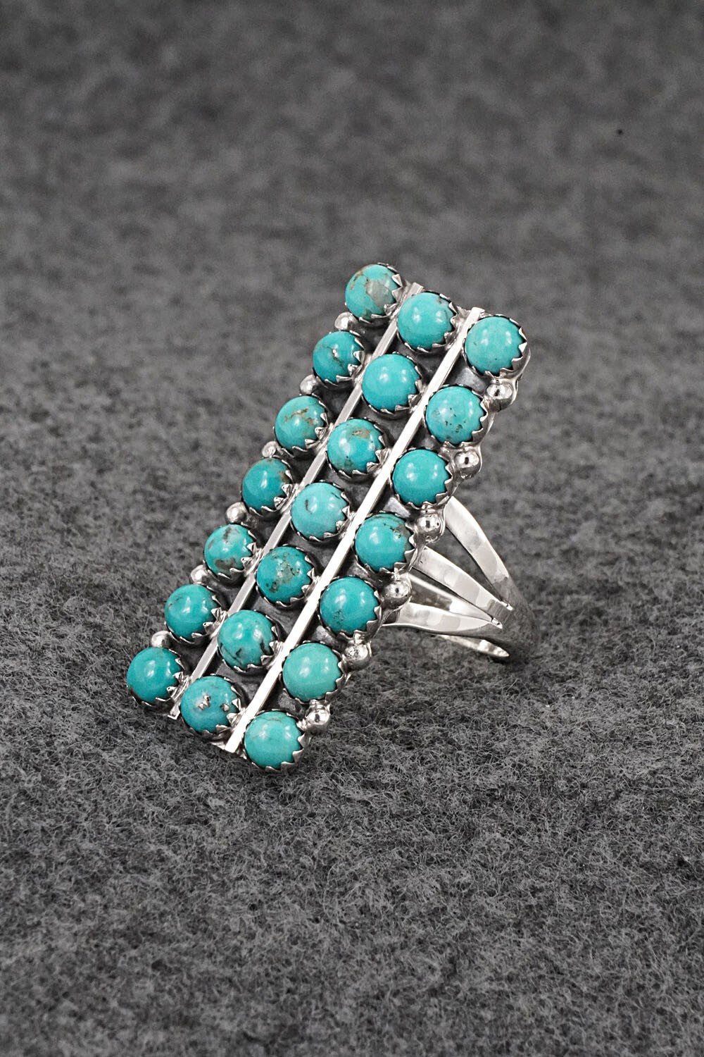 Turquoise & Sterling Silver Ring - Kenny Lonjose - Size 9