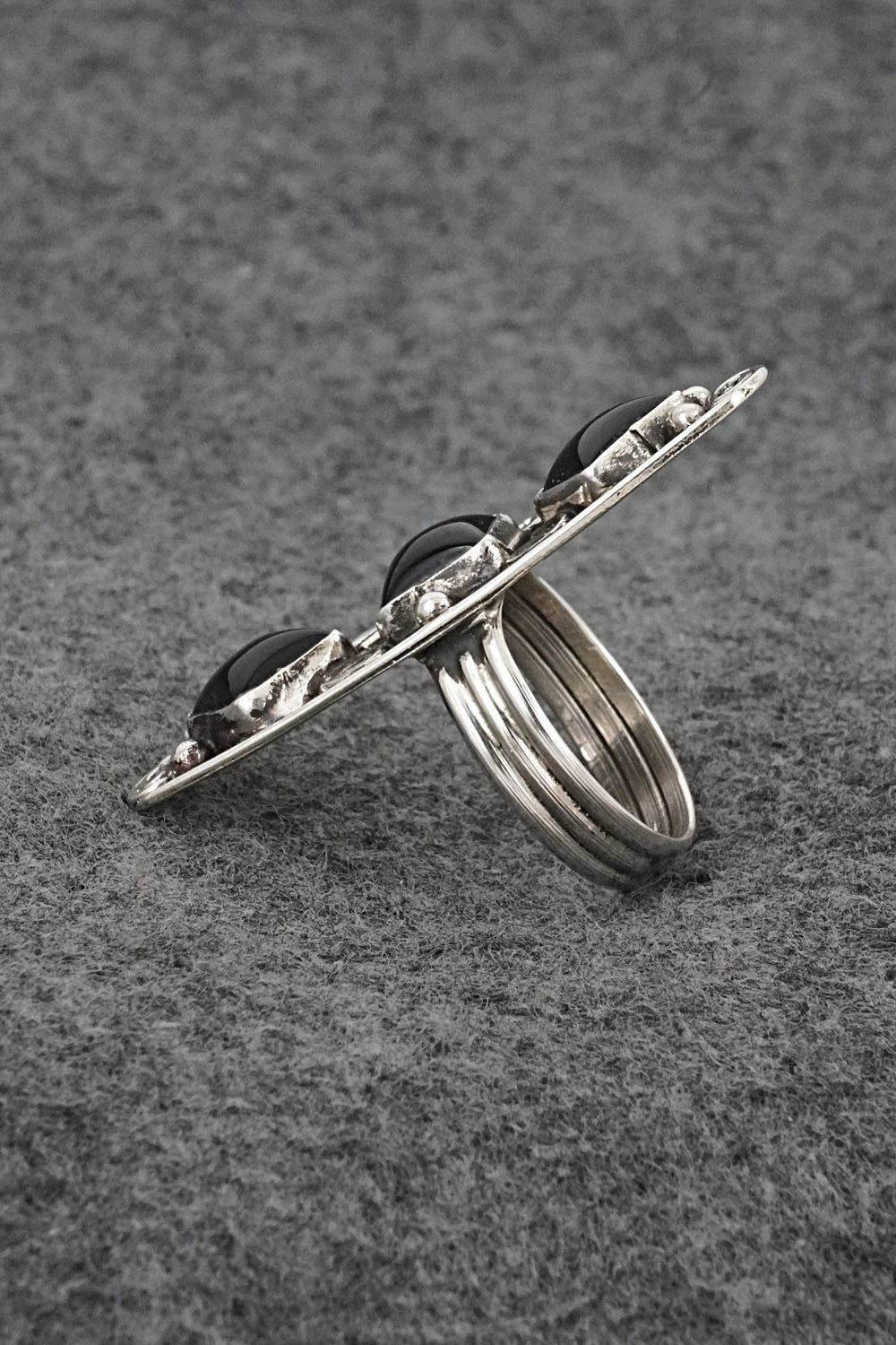 Onyx & Sterling Silver Ring - Priscilla Reeder - Size 9