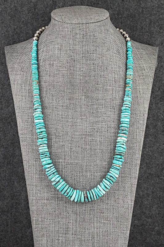 Turquoise & Sterling Silver Necklace 22" - Doreen Jake