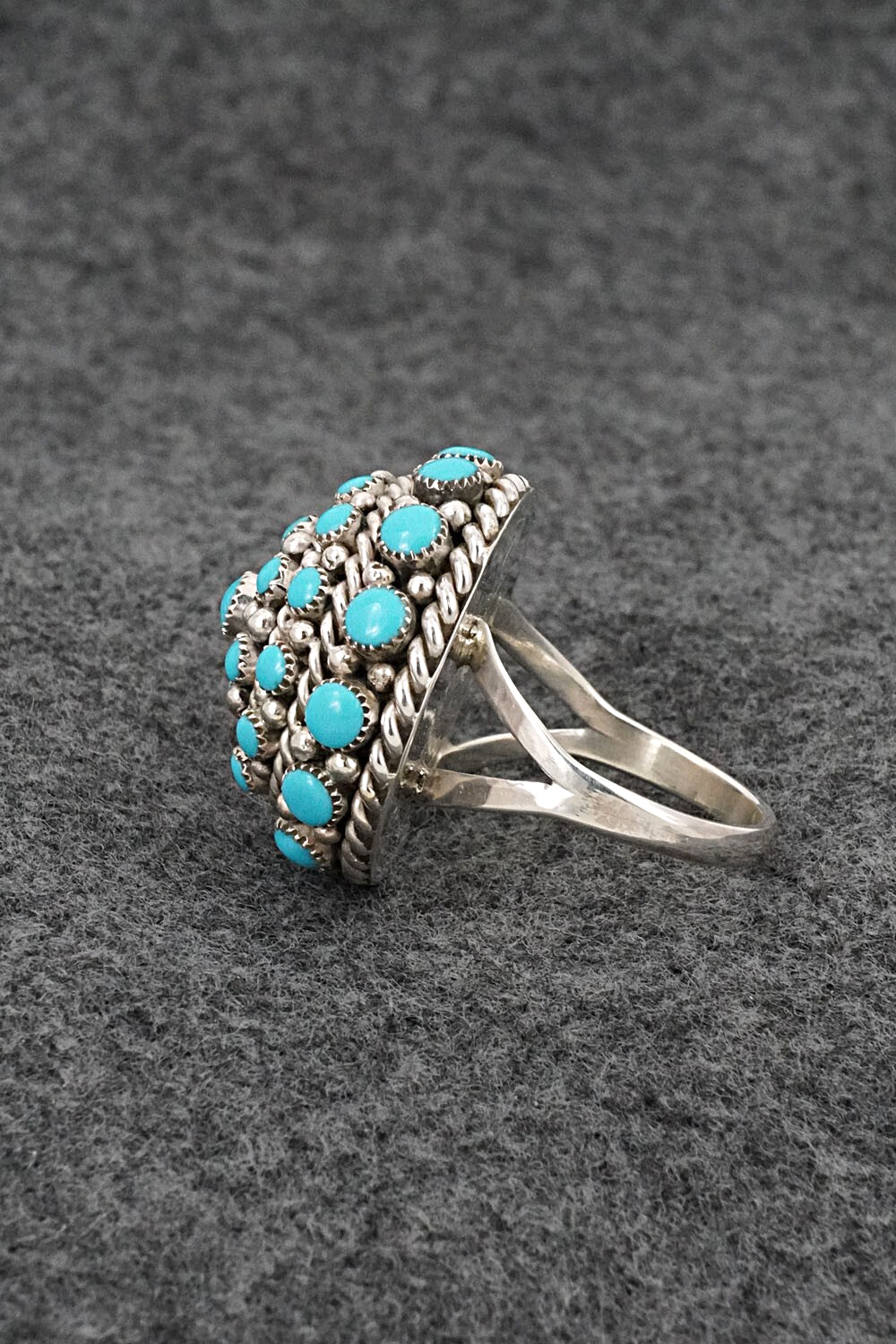 Turquoise & Sterling Silver Ring - Dickey Charlie - Size 8
