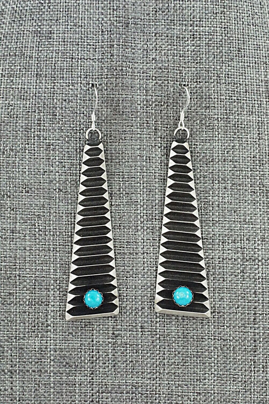 Turquoise & Sterling Silver Earrings - Lane Tahe