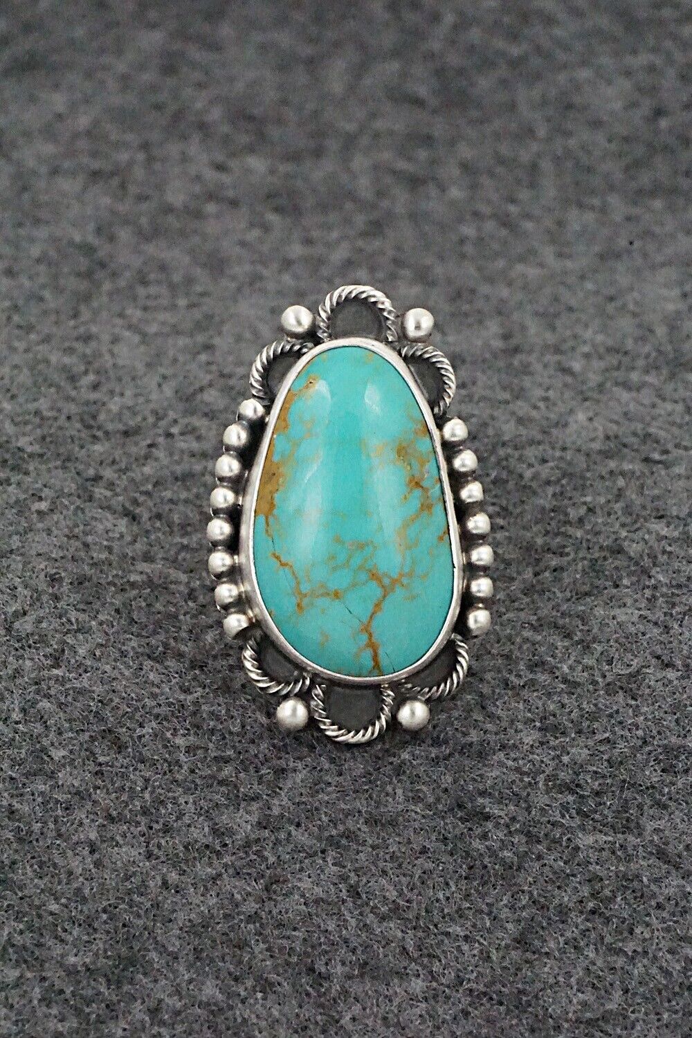 Turquoise & Sterling Silver Ring - Jameson Garcia - Size 8 Adj.