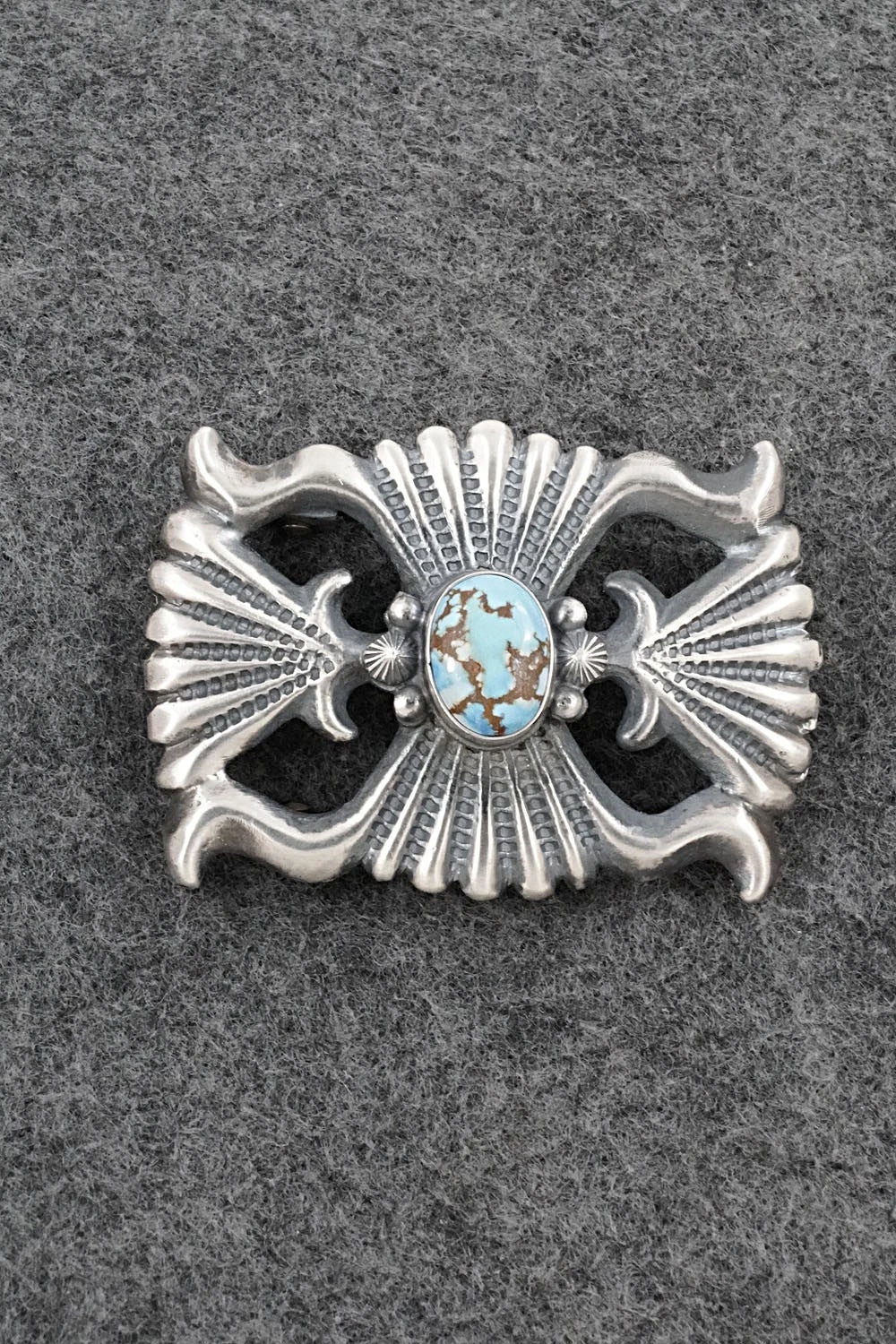 Turquoise & Sterling Silver Belt Buckle - Harrison Bitsue