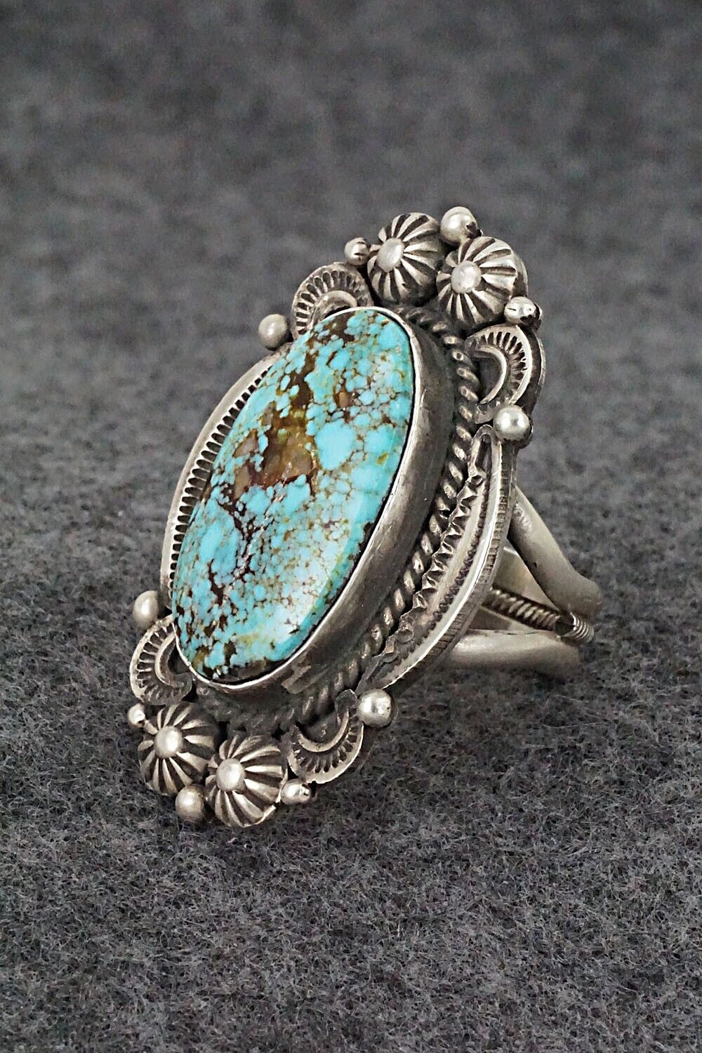 Turquoise & Sterling Silver Ring - Rosita Calladitto - Size 8.5