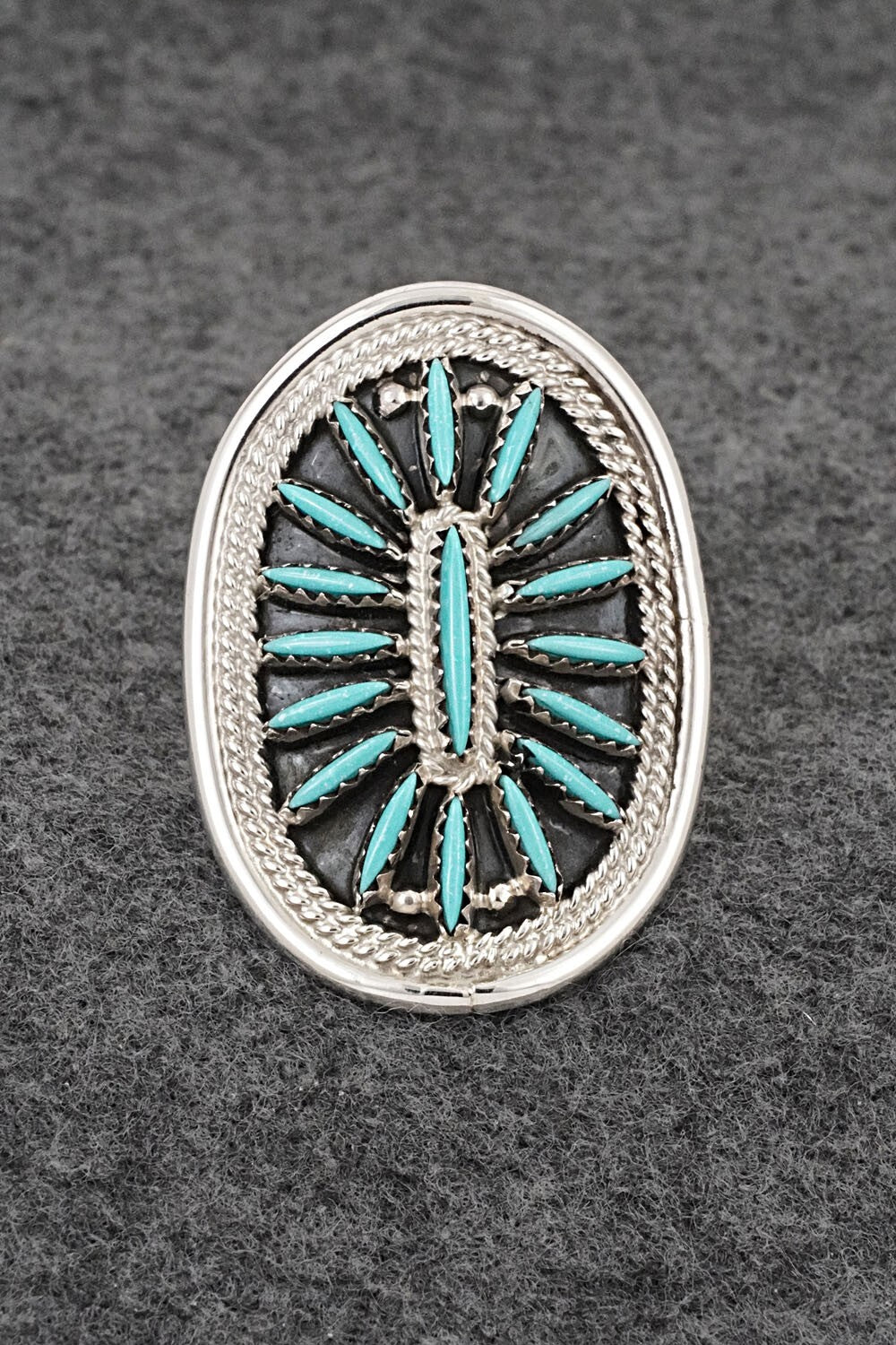 Turquoise & Sterling Silver Ring - Jack Etsate - Size 9.25
