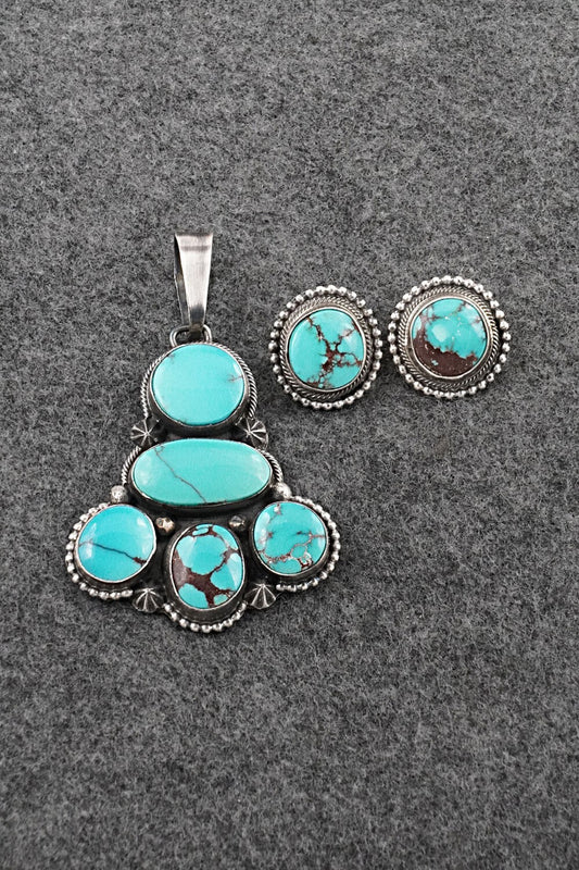 Turquoise & Sterling Silver Pendant and Earrings Set - Darrin Livingston
