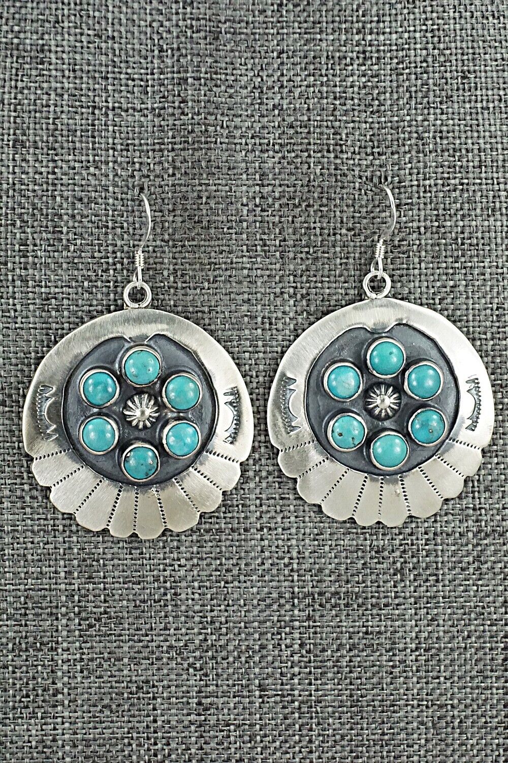 Turquoise & Sterling Silver Earrings - Kenny Lonjose