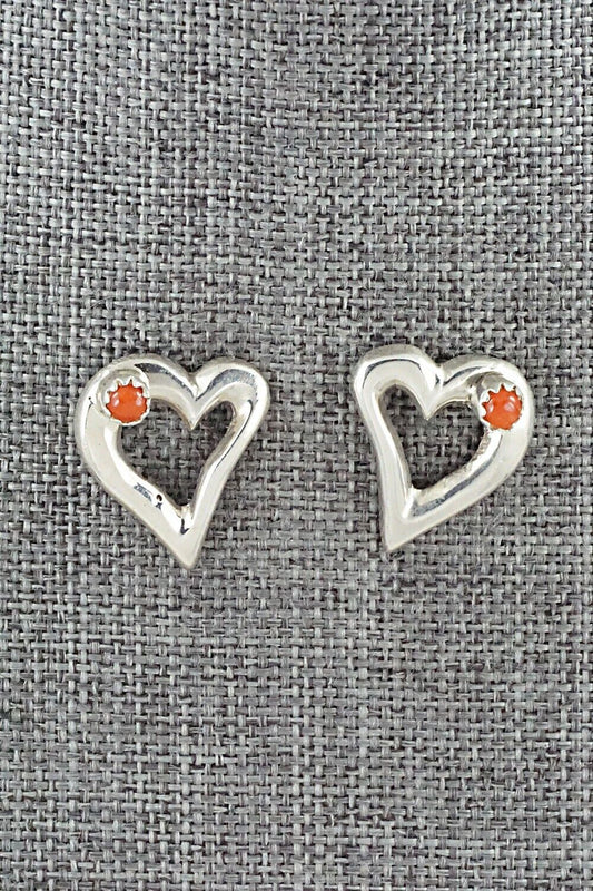 Coral & Sterling Silver Earrings - Michael Kee
