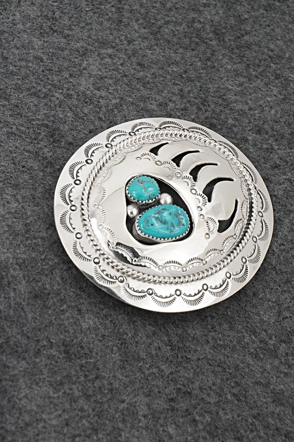 Turquoise & Sterling Silver Belt Buckle - Wilbert Muskett Sr.