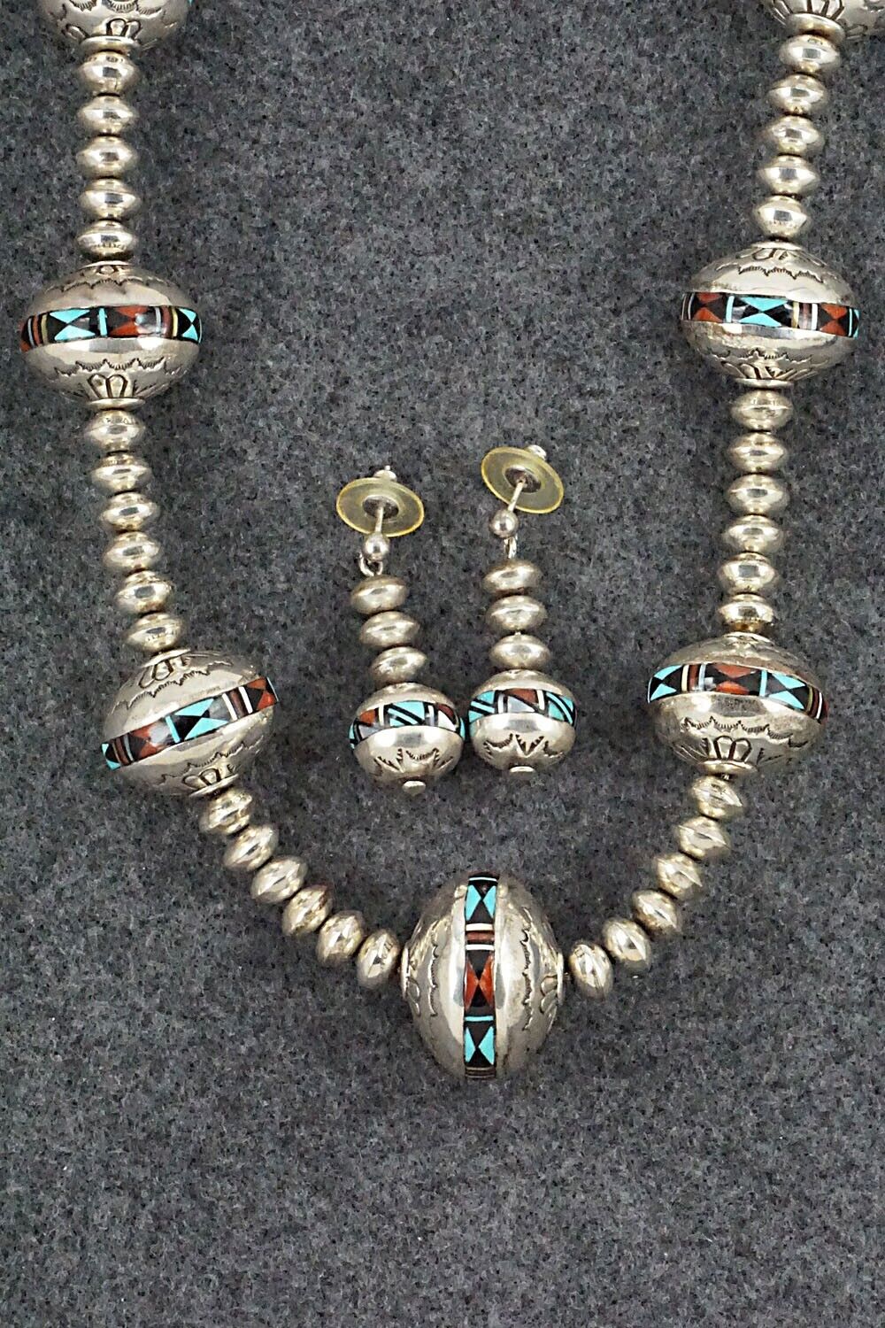 Multi-Stone and Navajo Pearl Sterling Silver Necklace Set - Navajo
