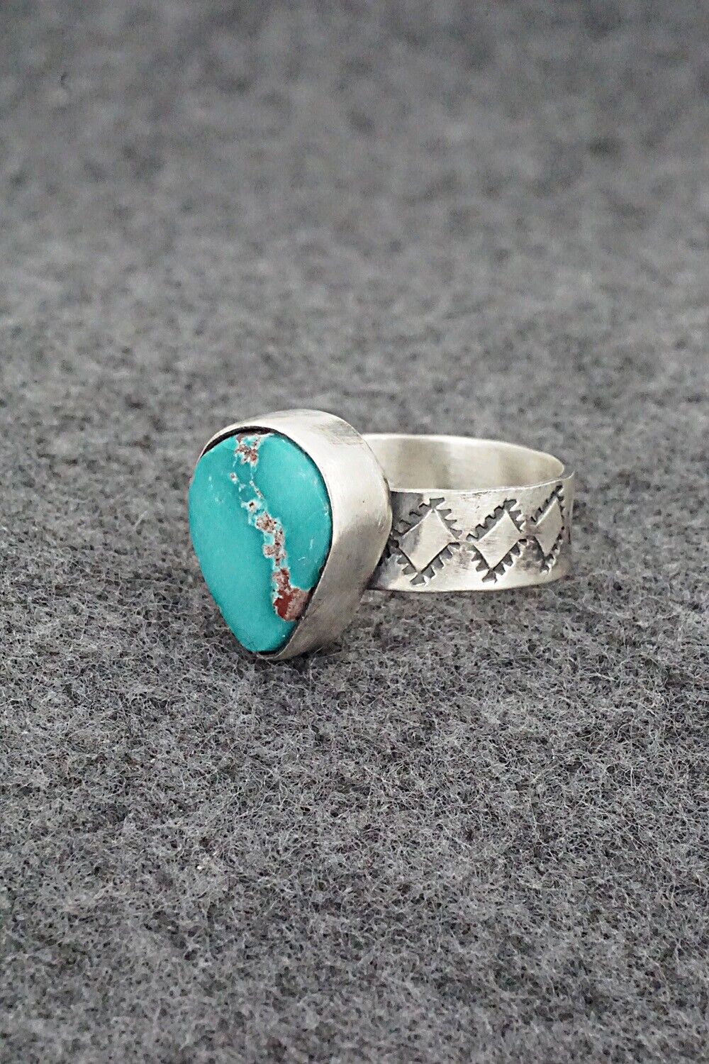 Turquoise & Sterling Silver Ring - Danny Henio - Size 8