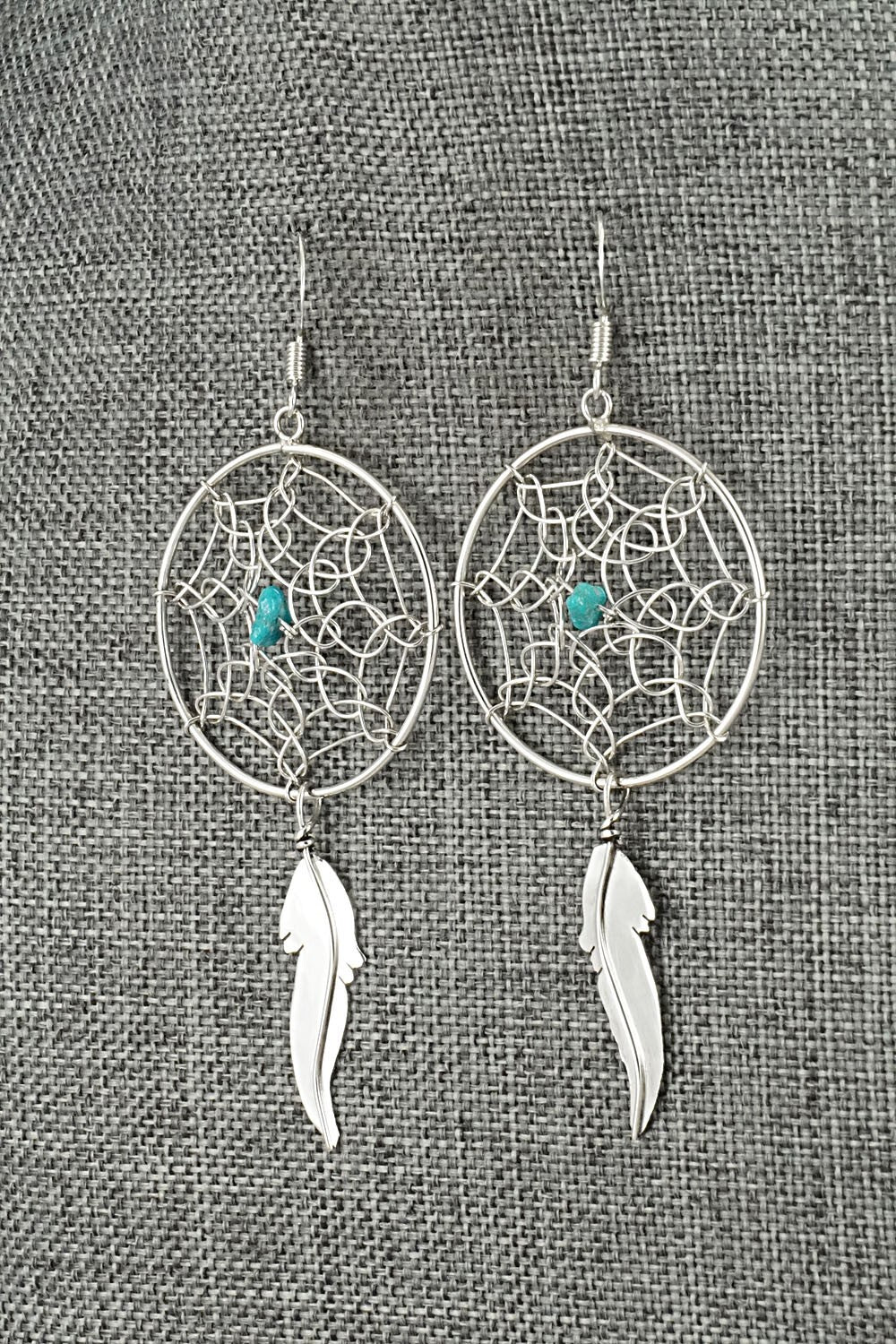 Turquoise & Sterling Silver Earrings - Lorenzo Arviso Jr.