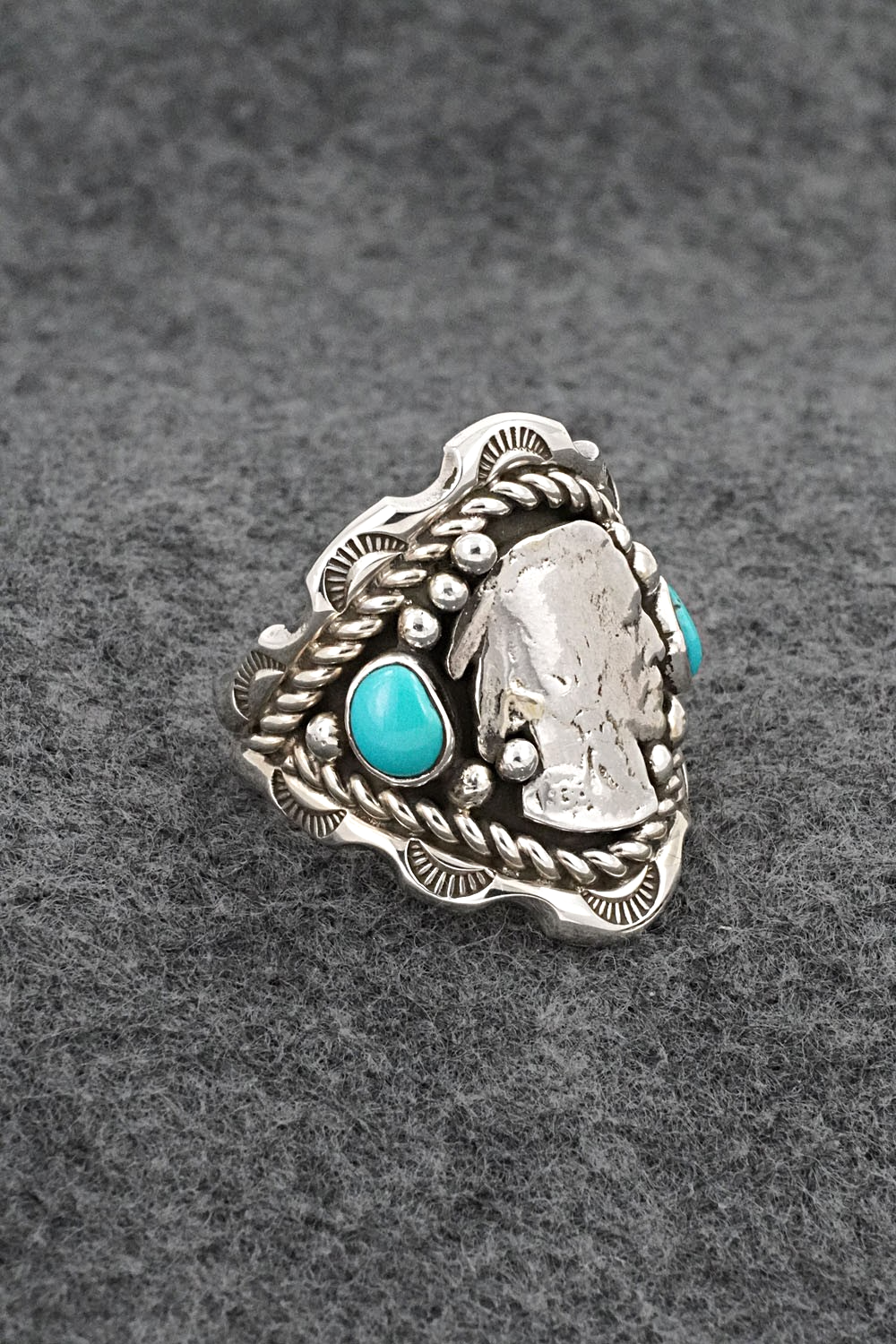 Turquoise & Sterling Silver Ring - Melvin Jones - Size 12