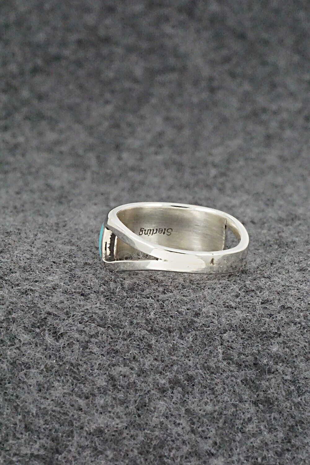 Turquoise & Sterling Silver Inlay Ring - Sibert Bowannie - Size 7