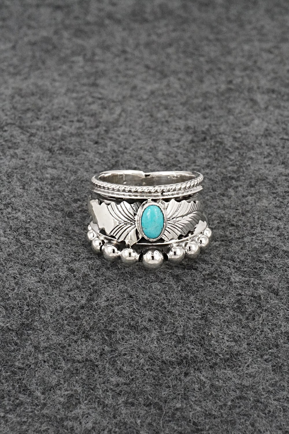 Turquoise & Sterling Silver Ring - Tom Lewis - Size 6.5