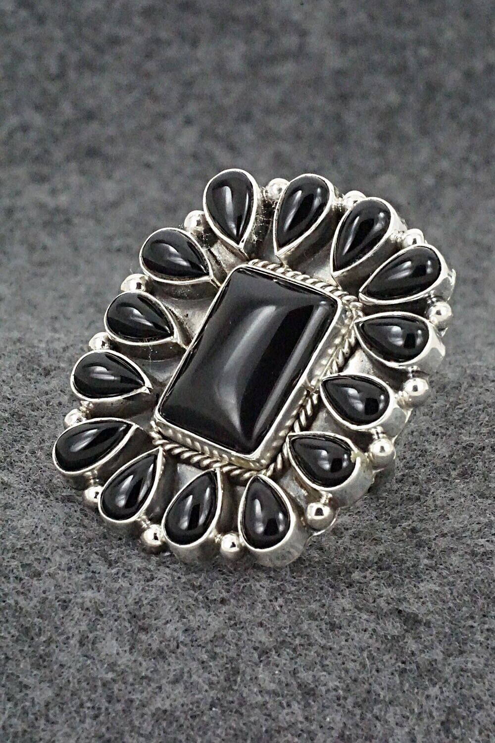 Onyx & Sterling Silver Ring - Verley Betone - Size 8