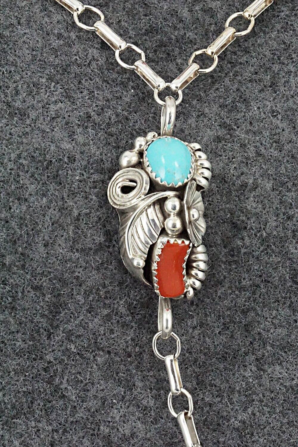 Coral and Turquoise Bracelet & Ring - Max Calladitto - Size 7.5 (Adj.)