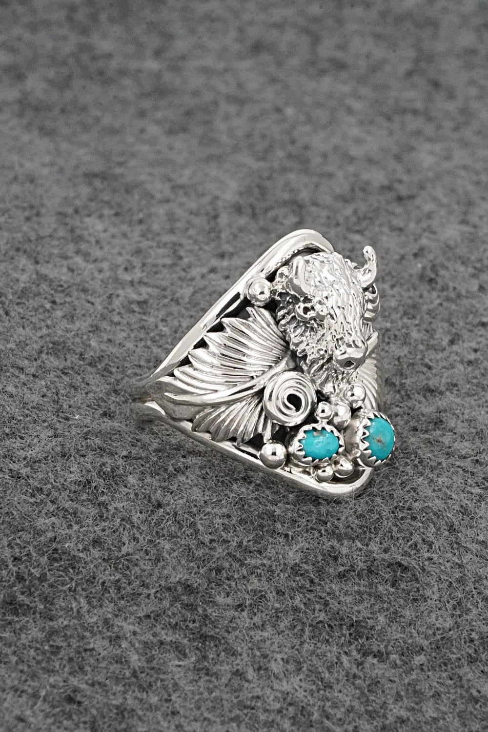 Turquoise & Sterling Silver Ring - Darrell Morgan - Size 13.5