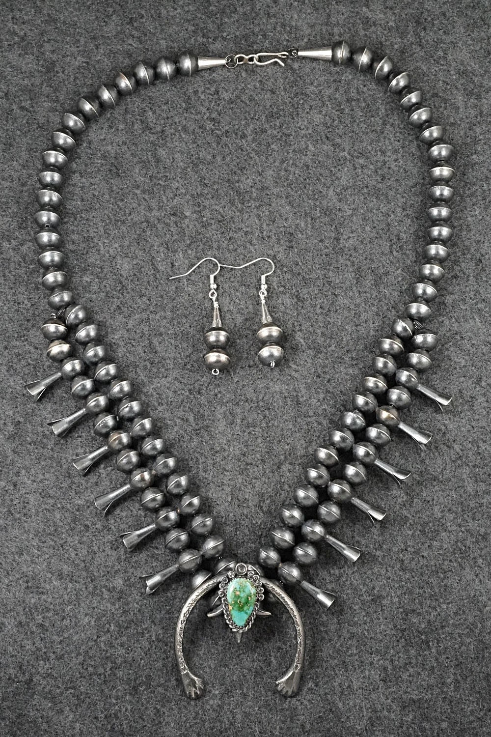 Turquoise & Sterling Silver Squash Blossom Set - Gilbert Martin