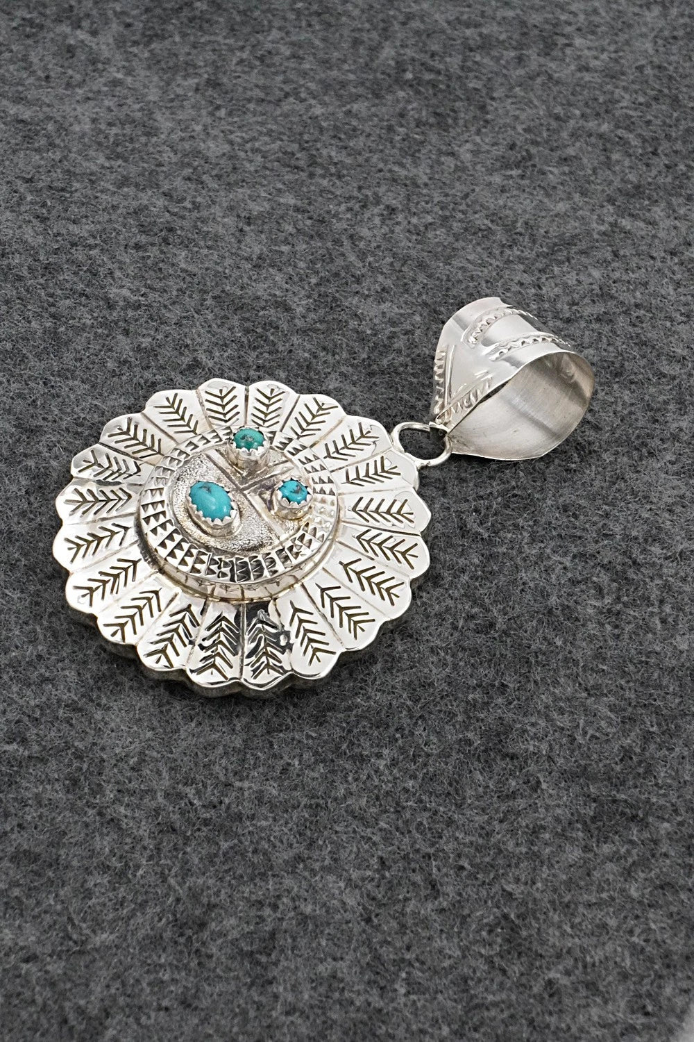 Turquoise & Sterling Silver Pendant - Alonzo Mariano