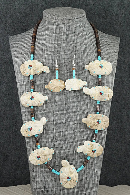 Multi-Stone Turtle Fetish & Sterling Silver Necklace Set - Dannette Laate