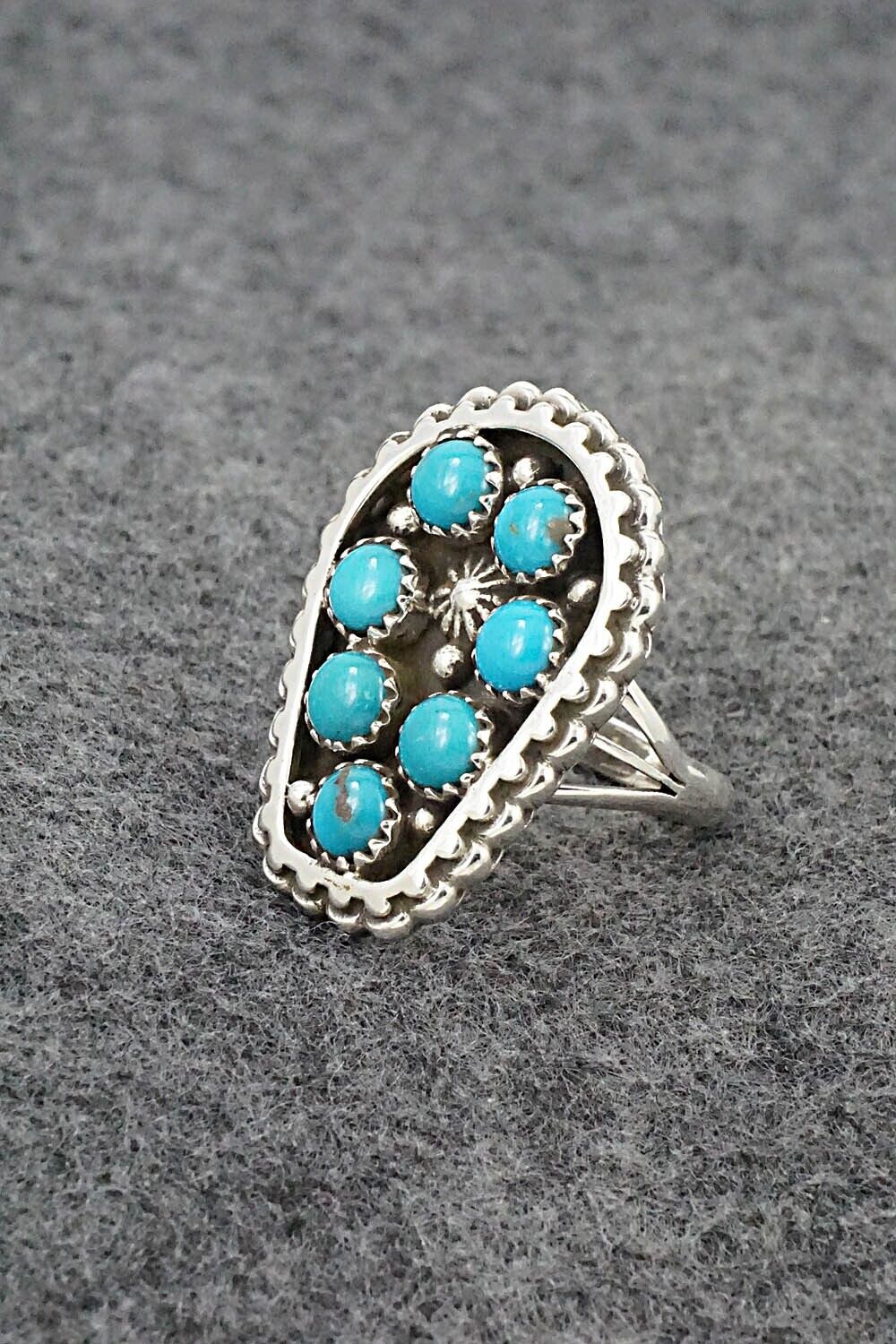 Turquoise & Sterling Silver Ring - Kenny Lonjose - Size 7.25