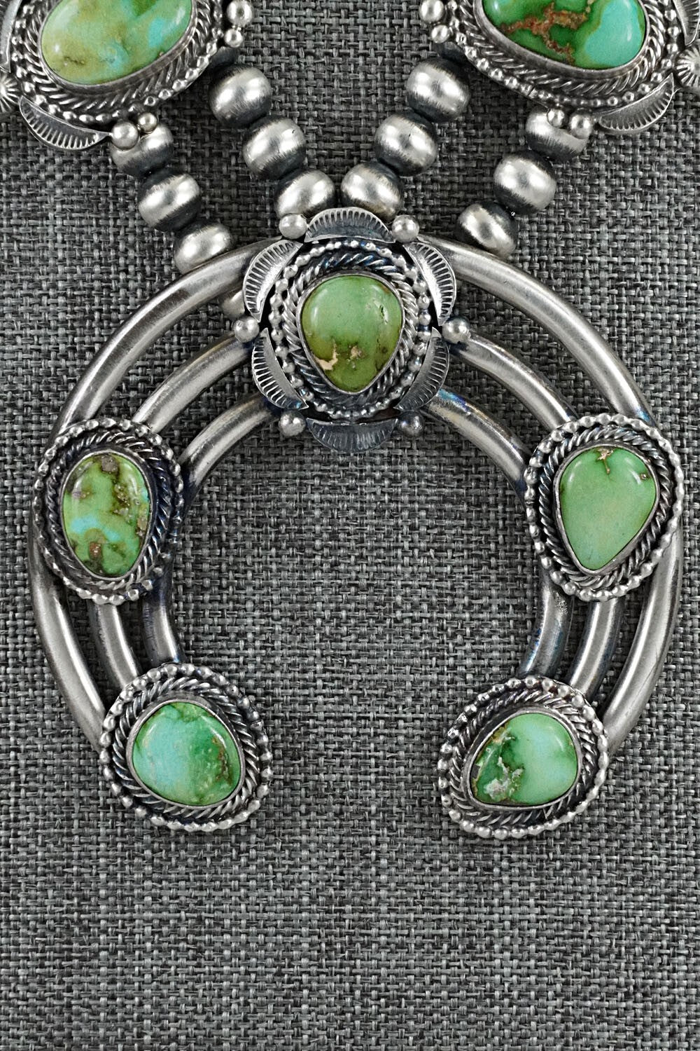 Turquoise & Sterling Silver Squash Blossom Set - Tom Lewis
