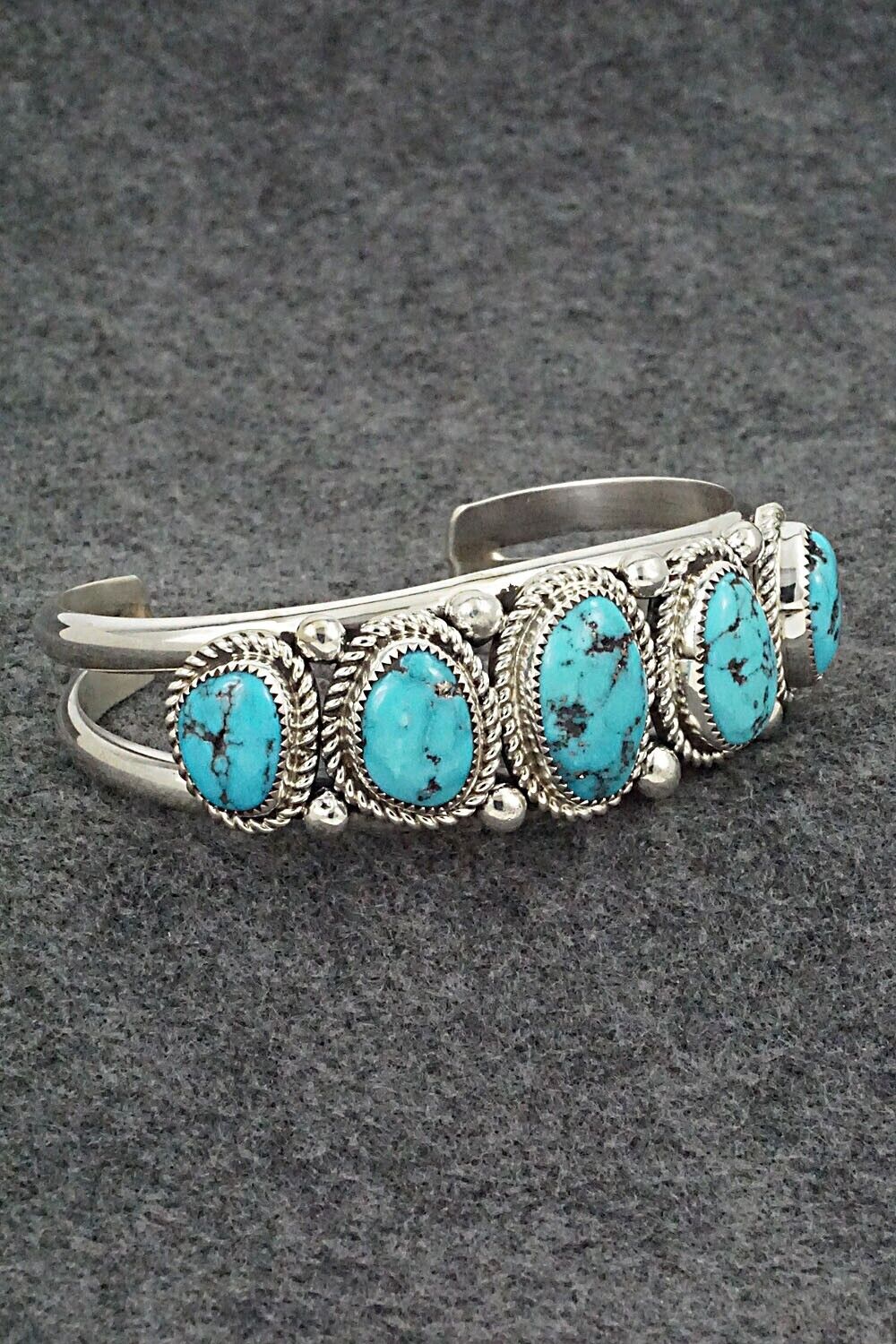 Turquoise & Sterling Silver Bracelet - Leslie Nez
