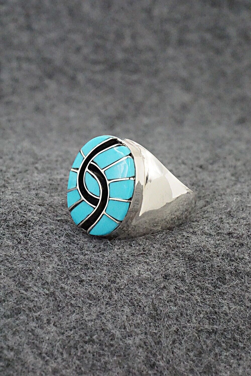 Turquoise & Sterling Silver Inlay Ring - Amy Wesley - Size 9